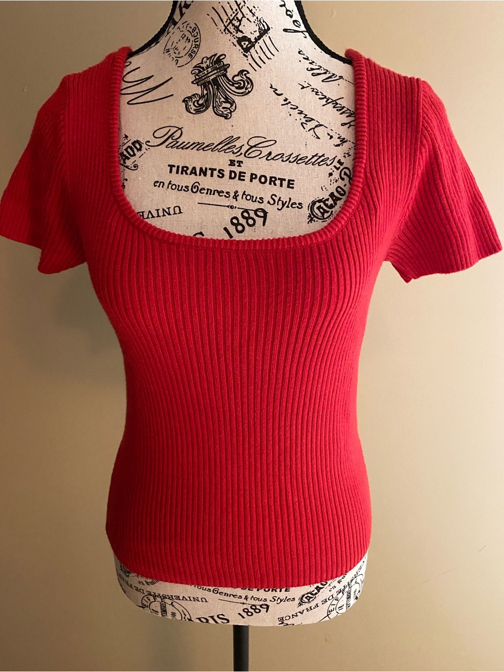 Mexx Red Ribbed Scoop Neck Top